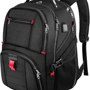 YOREPEK Large Backpack for Men, Extra Large Laptop Backpacks for Men Women, Water Resistant Travel Backpack Airline Approved Business Work Bag with USB Charging Port Fits 17 Inch Computer, Black